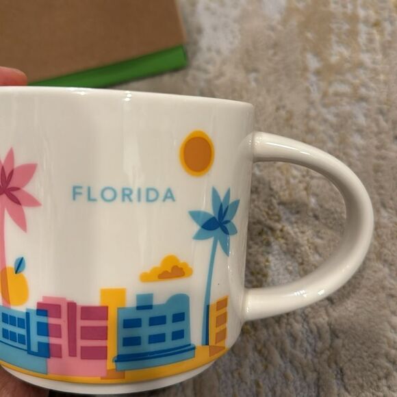 STARBUCKS Collectible You Are Here Series Florida Coffee Mug Blue Pink Orange - Picture 2 of 7